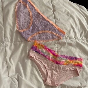 Victoria's Secret Lace Panty Duo in Pink and Purple